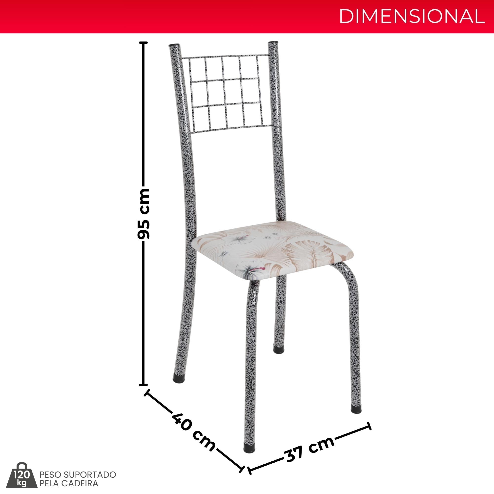 Kit 4 Cadeiras Mel Prata | Aço | Estofadas