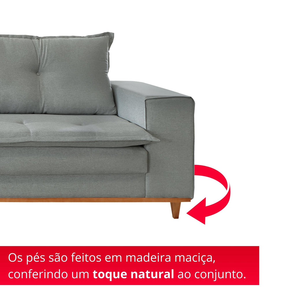 Sofá 2 Lugares Bellagio 2,00m | Revestimento Linho | Cinza