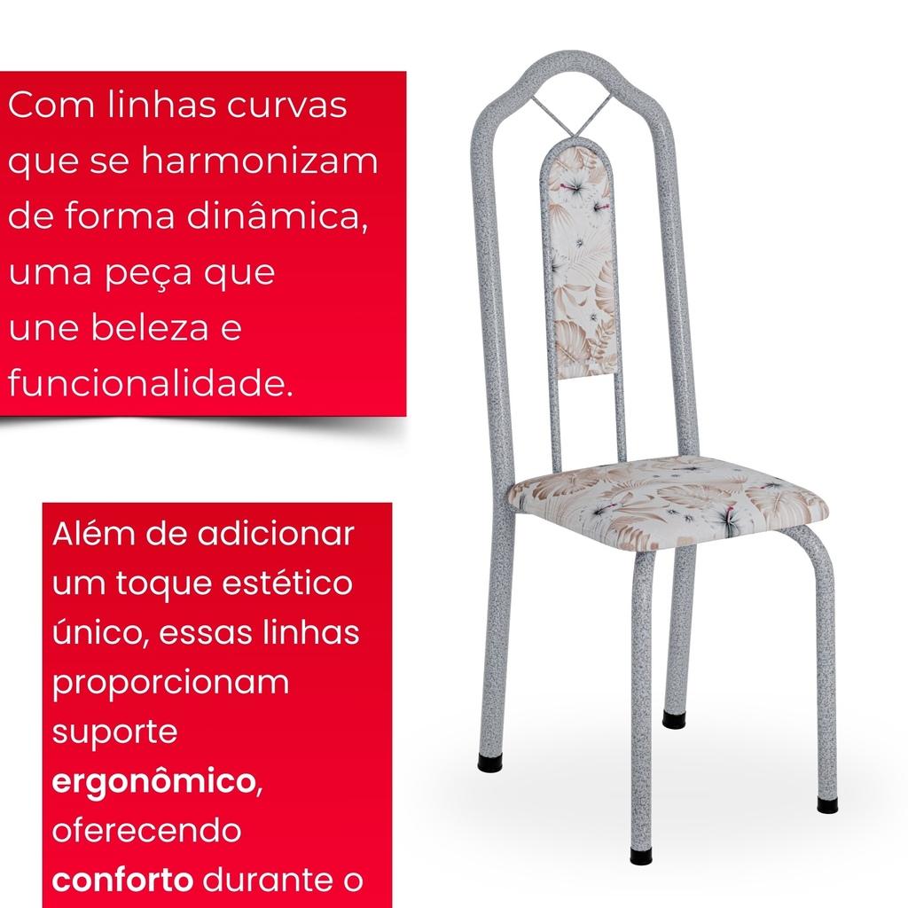 Conjunto de Mesa Tubular Mart Perola 4 Cadeiras 120x75cm – Tampo Granito Topázio | Brenda 010