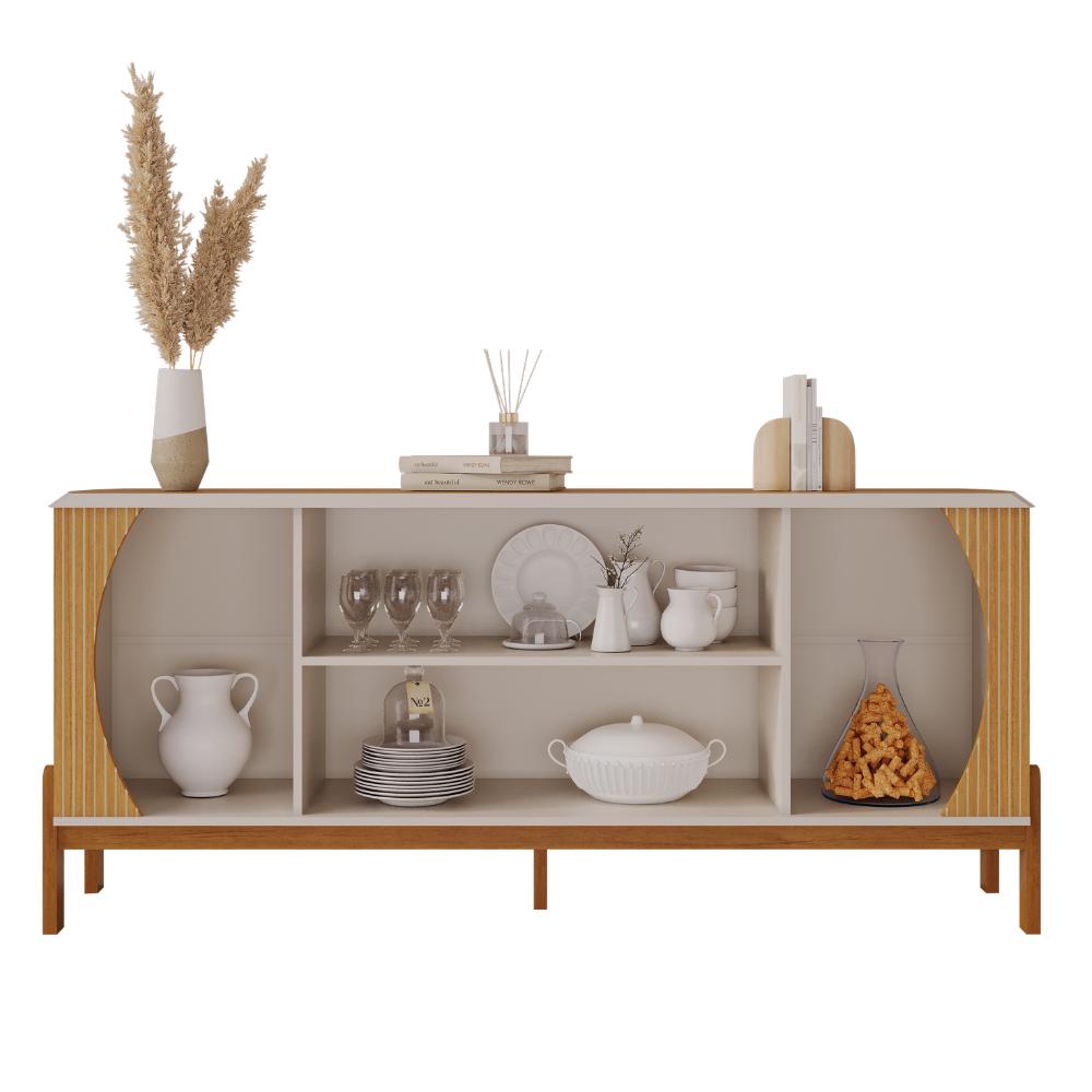 Buffet Heras 181 cm | 4 Portas, Pés de Madeira e Detalhe Frisado