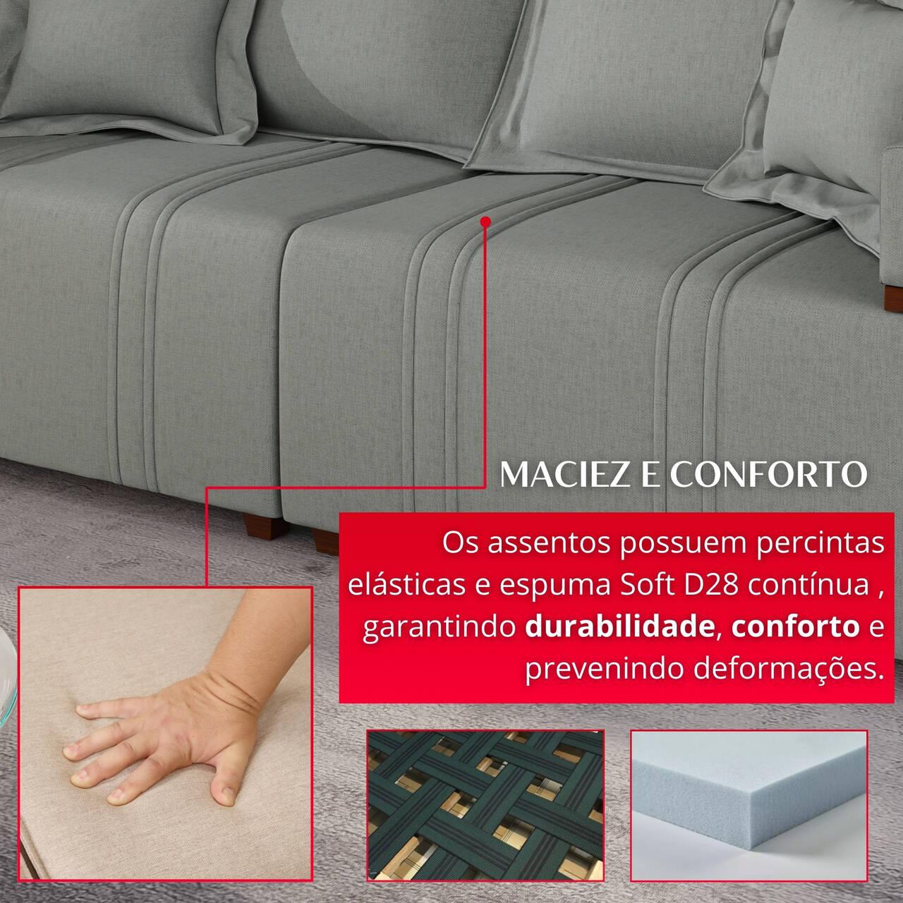 Sofá 2 Lugares Bellagio 2,00m | Revestimento Linho | Cinza