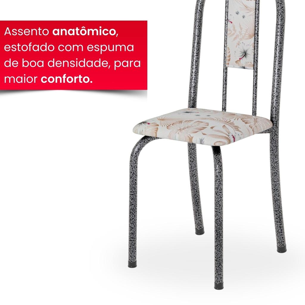 Conjunto de Mesa Tubular Mart Prata 4 Cadeiras 70x70cm – Tampo Granito Topázio | Isabel 030
