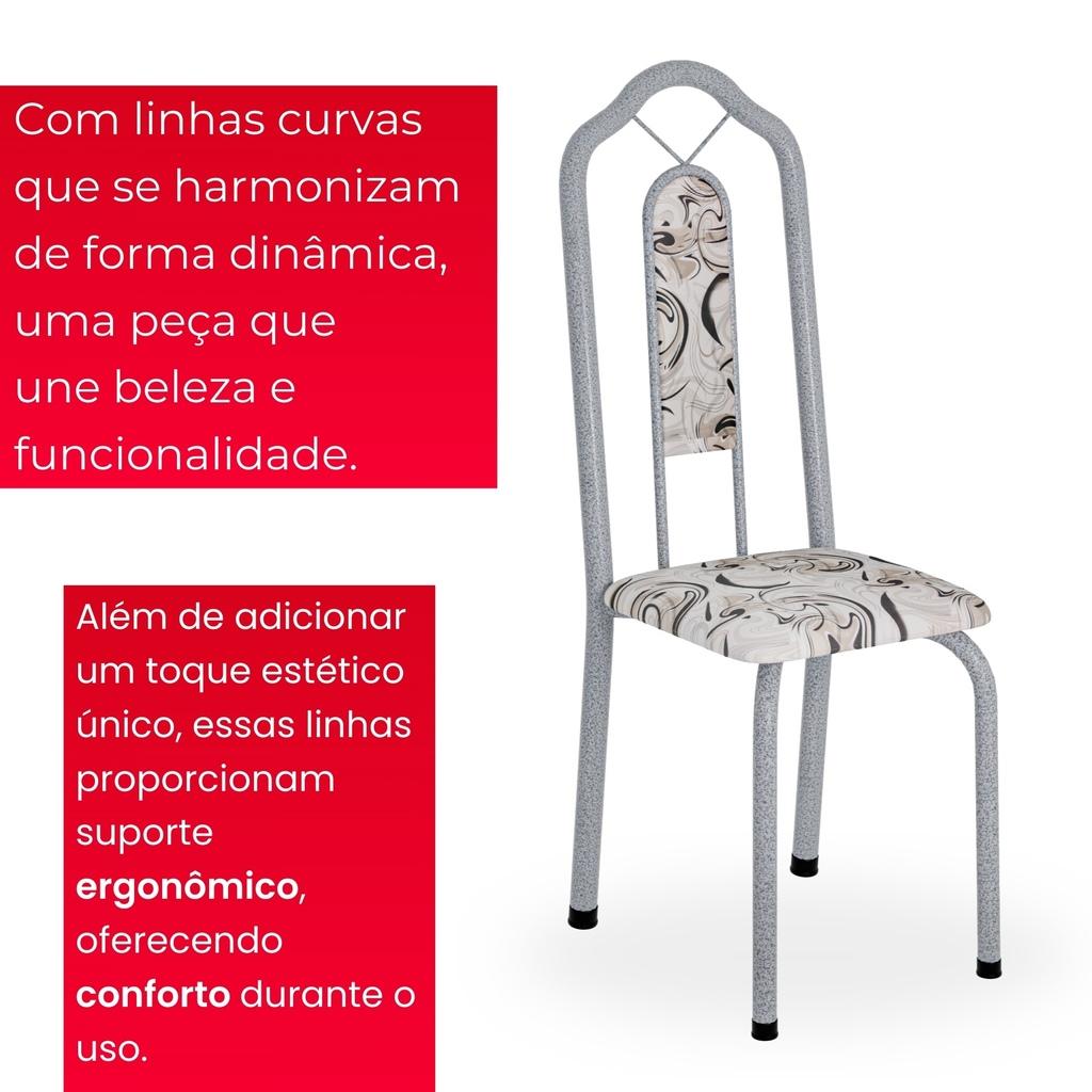 Conjunto de Mesa com 6 Cadeiras Brenda 010 | Tampo Granito Topázio 140x75cm | Mart Pérola