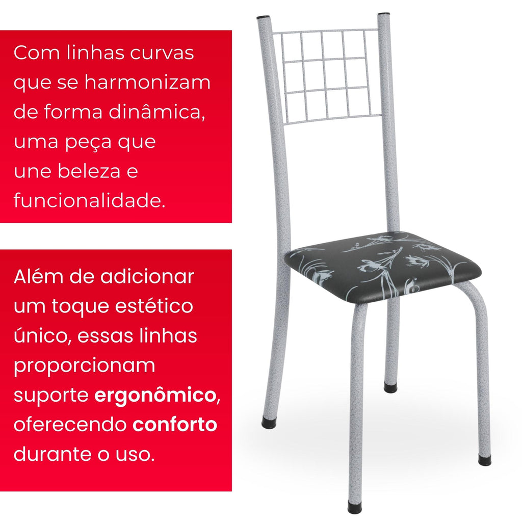 Kit 6 Cadeiras Mel | Aço + Assento Estofado Couríssimo | Até 120kg
