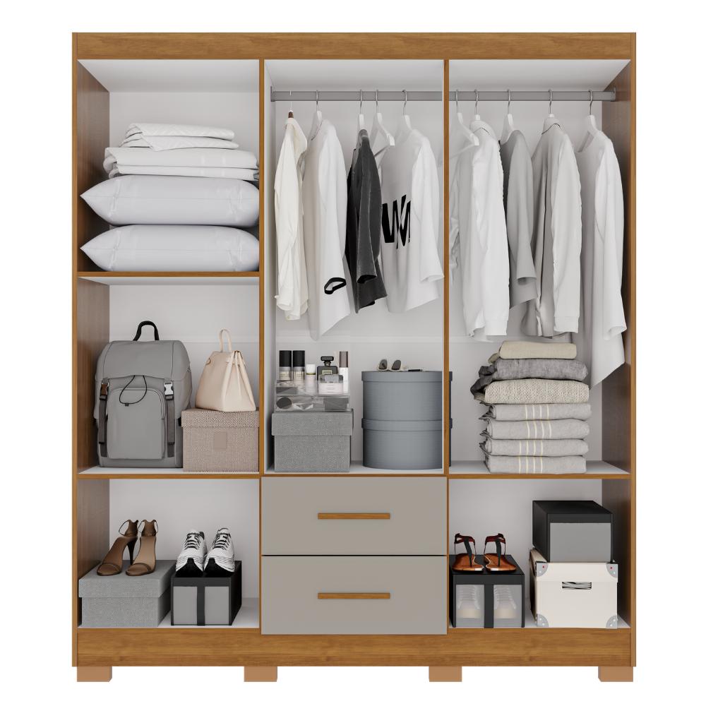 Guarda-Roupa Catar Premium 6 Portas 2 Gavetas com Espelho