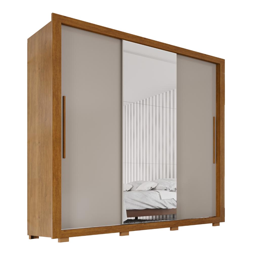 Guarda-Roupa Casal Luna 3 Portas de Correr 4 Gavetas com Espelho