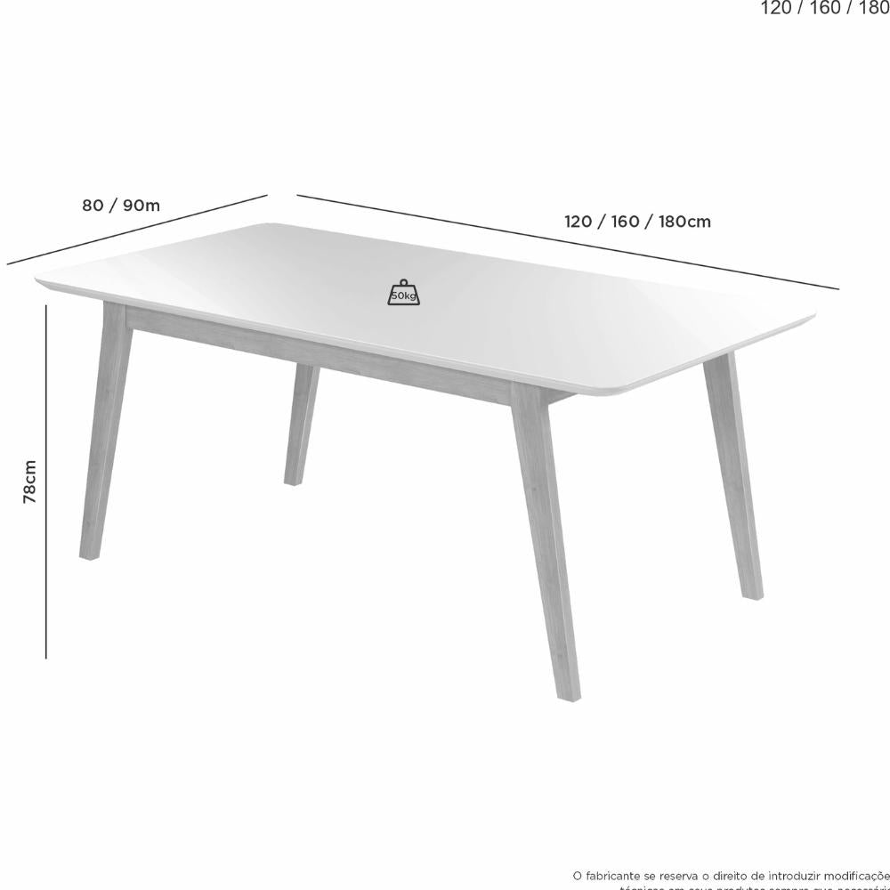 Mesa de Jantar Lorena  160x80 Tampo Madeirado em MDF