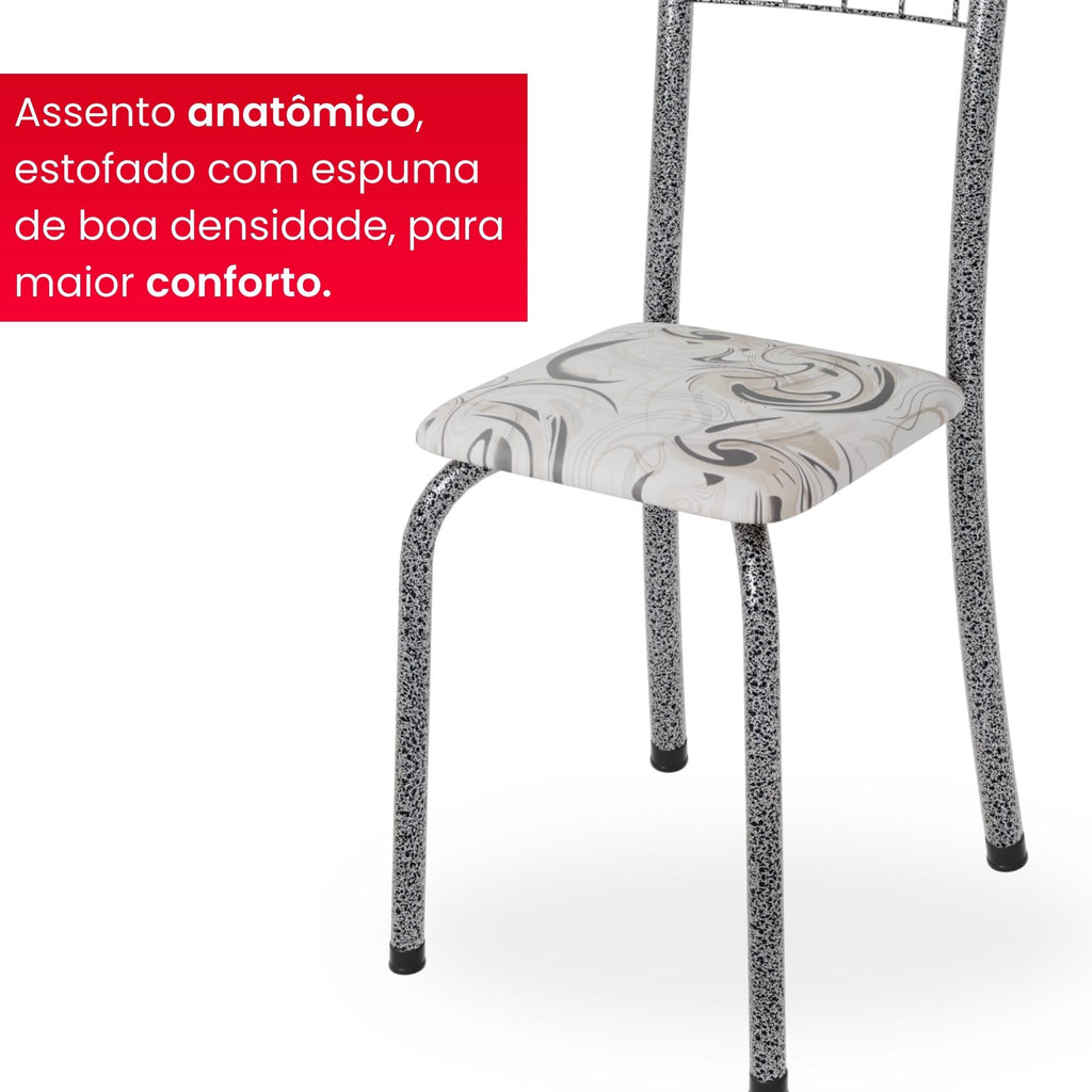 Kit 6 Cadeiras Mel | Aço + Assento Estofado Couríssimo | Até 120kg