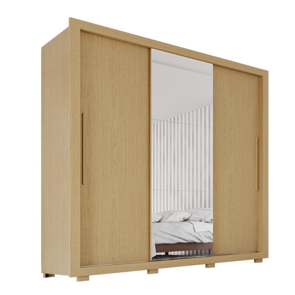 Guarda-Roupa Casal Luna 3 Portas de Correr 4 Gavetas com Espelho