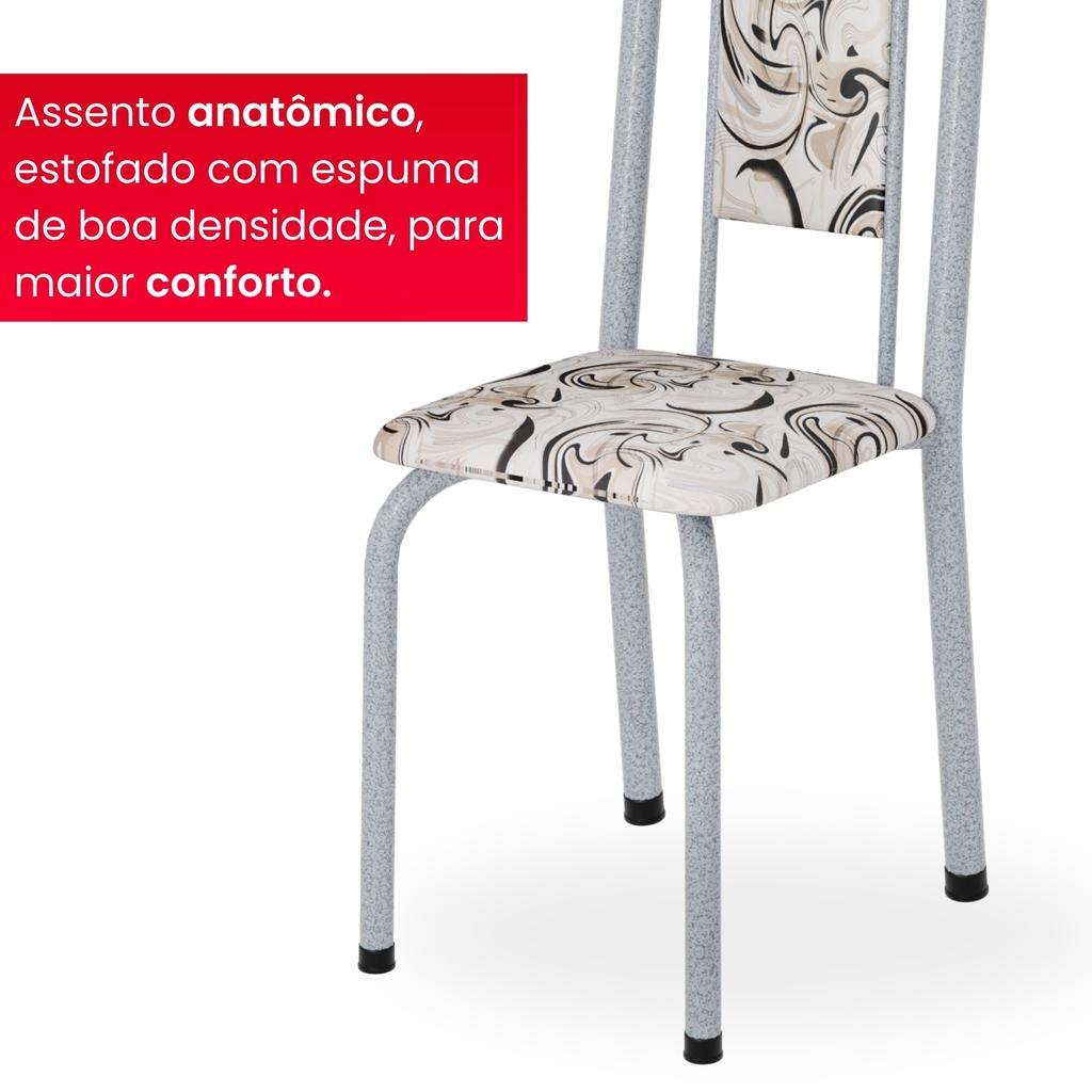 Conjunto de Mesa com 6 Cadeiras Brenda 010 | Tampo Granito Topázio 140x75cm | Mart Pérola