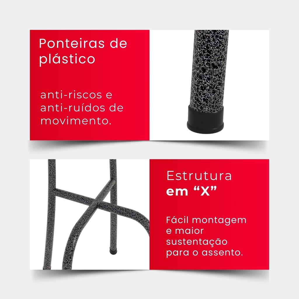 Conjunto de Mesa Tubular Mart Prata 4 Cadeiras 70x70cm – Tampo Granito Topázio | Isabel 030