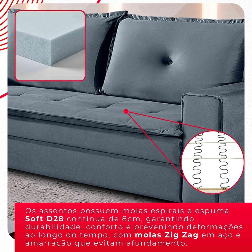 Sofá 3 Lugares Unique 2,10m | Revestimento Suede | Pés de Madeira