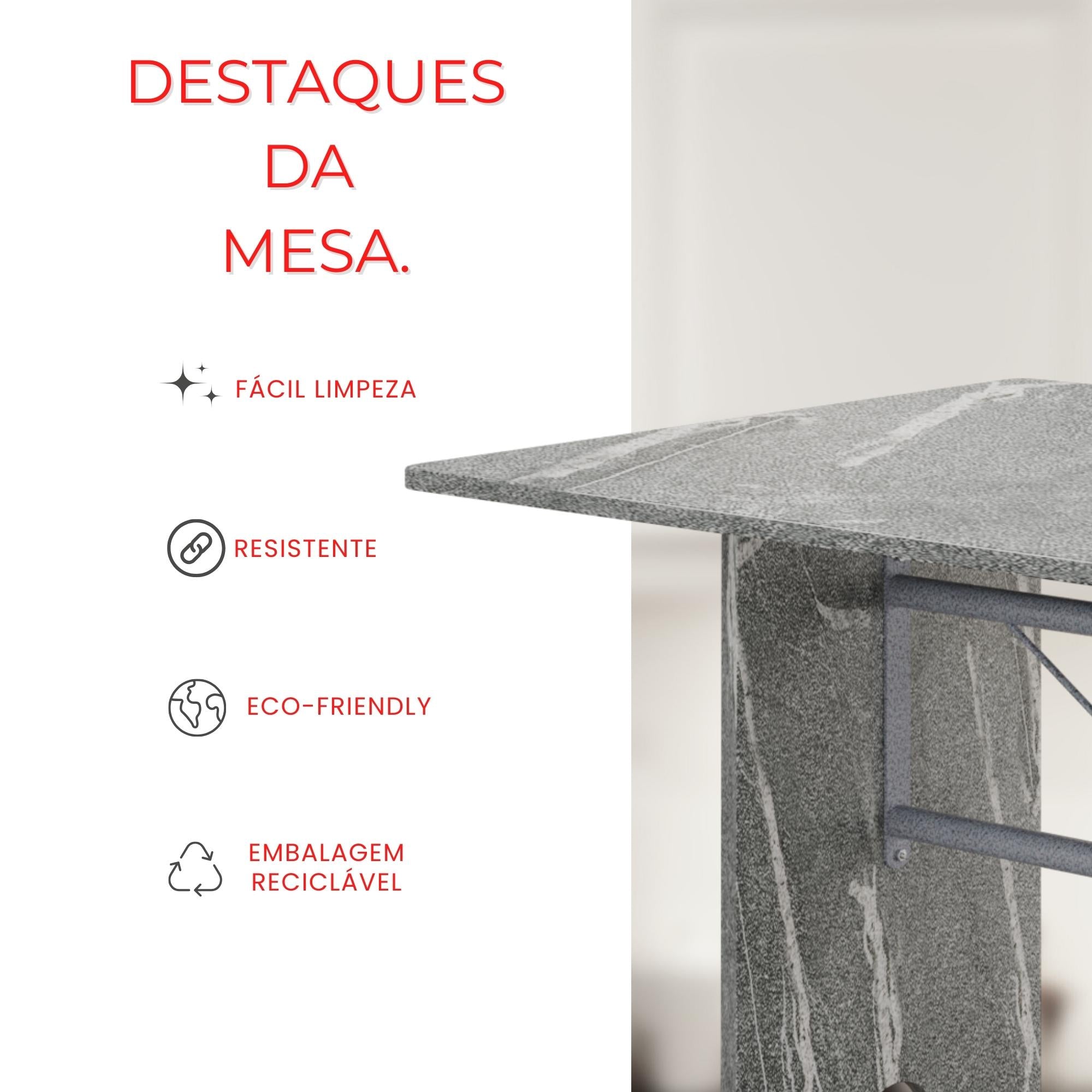 Mesa Letícia 070 – Tampo Granito Topázio 120x75cm