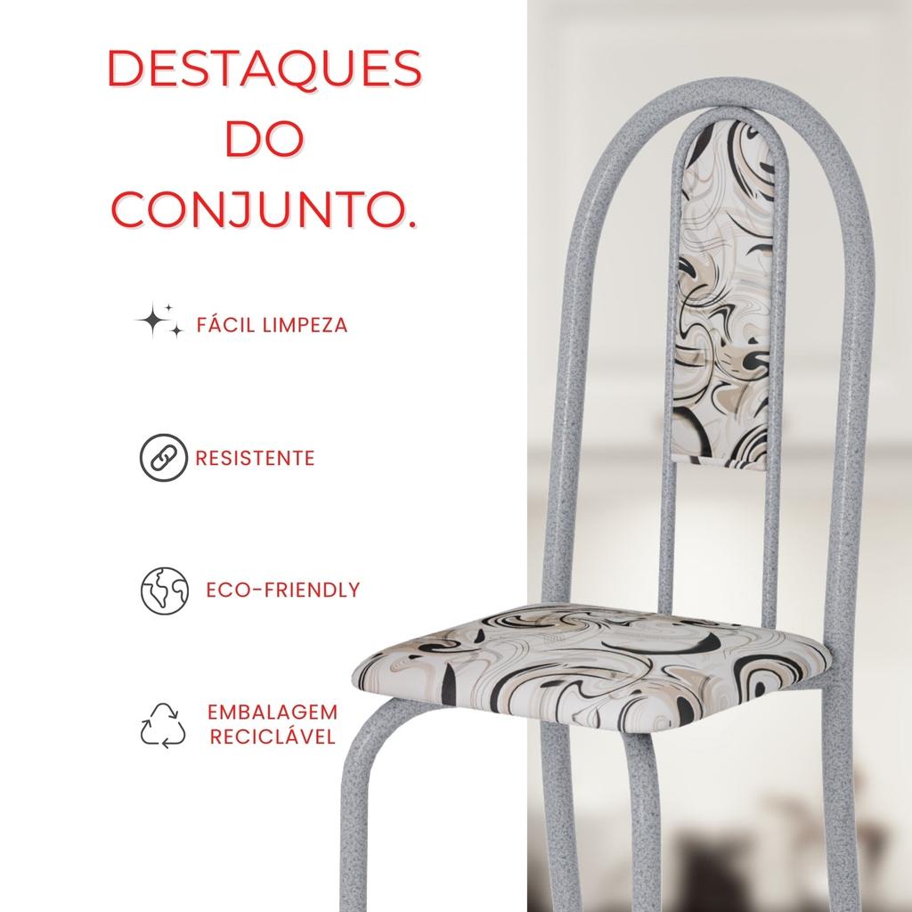 Conjunto de Mesa Isabel 048 com 4 Cadeiras – Tampo Granito Topázio 70x70cm | Mart Pérola