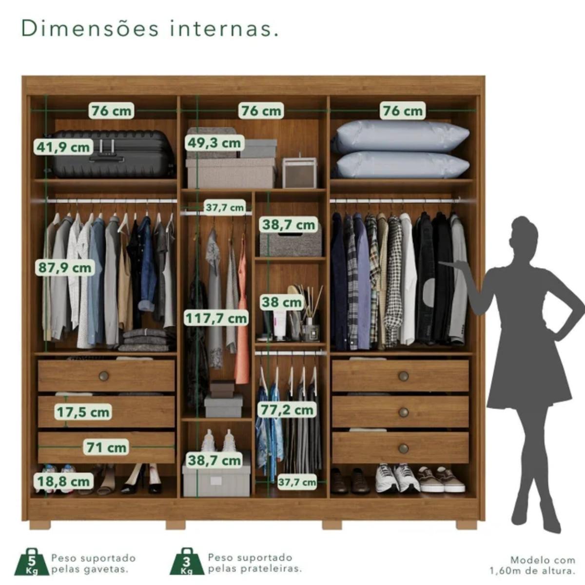Guarda-Roupa  Diamante Ripado 6 Portas 6 Gavetas