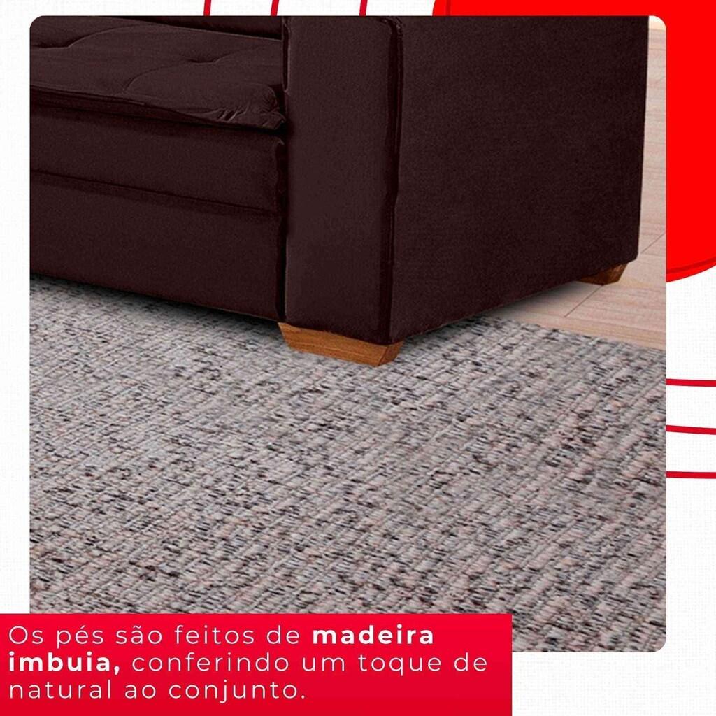 Sofá 3 Lugares Unique 2,10m | Revestimento Suede | Pés de Madeira