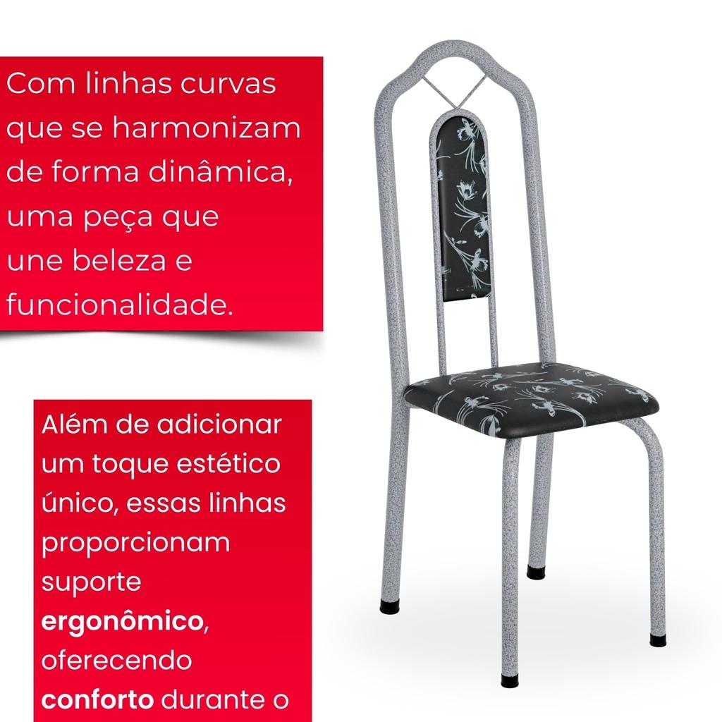 Conjunto de Mesa Tubular Mart Perola 4 Cadeiras 120x75cm – Tampo Granito Topázio | Brenda 010
