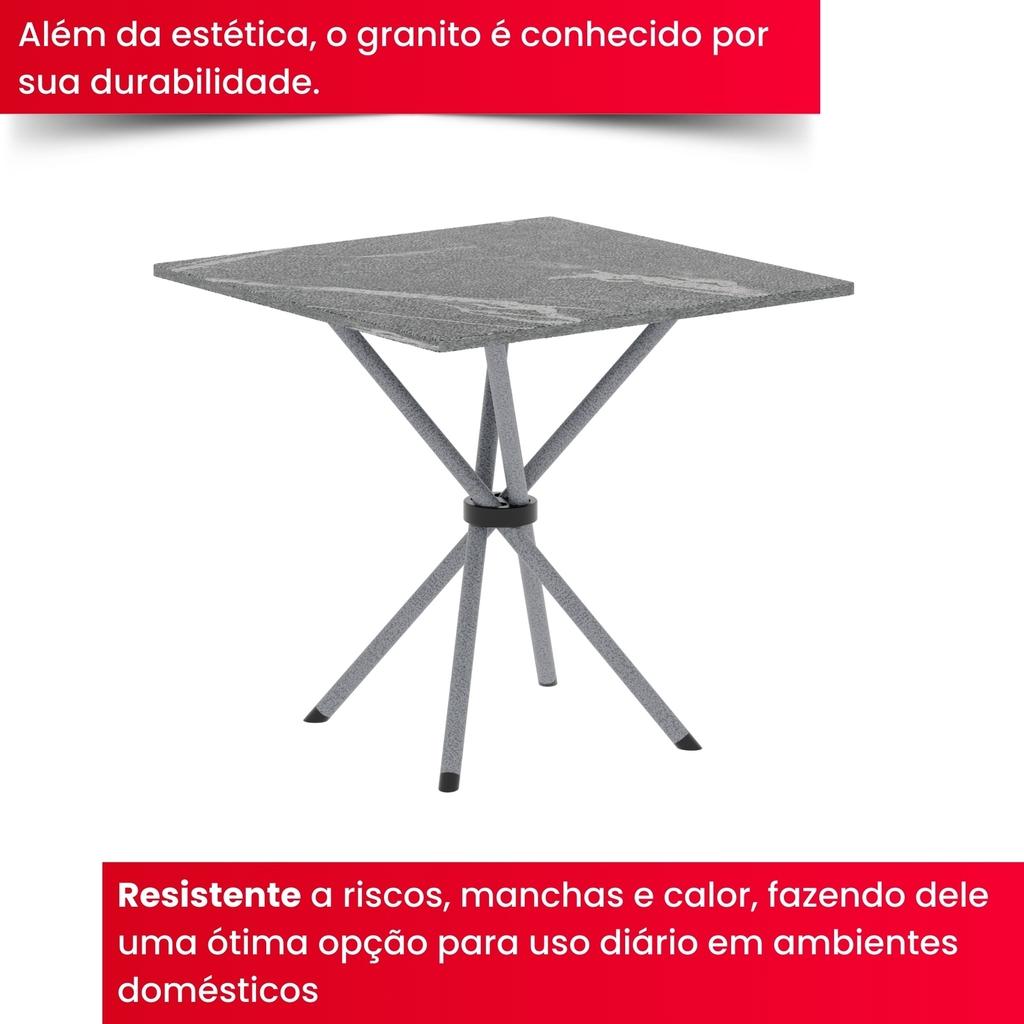 Conjunto de Mesa Isabel 048 com 4 Cadeiras – Tampo Granito Topázio 70x70cm | Mart Pérola