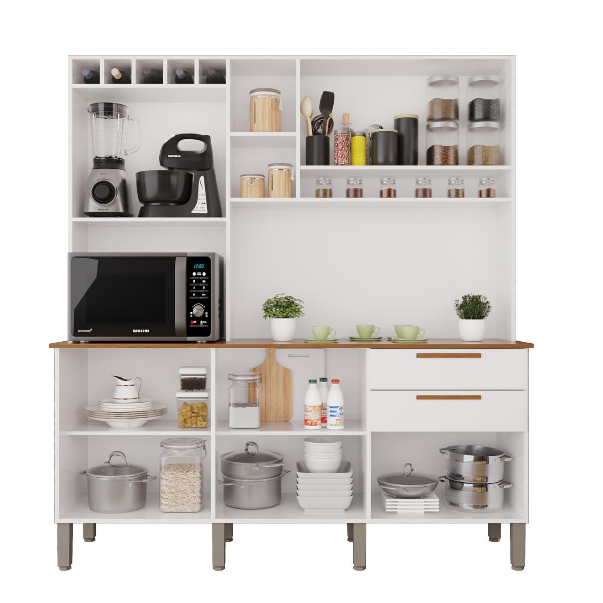 Armário de Cozinha Florença 6 Portas e 2 Gavetas