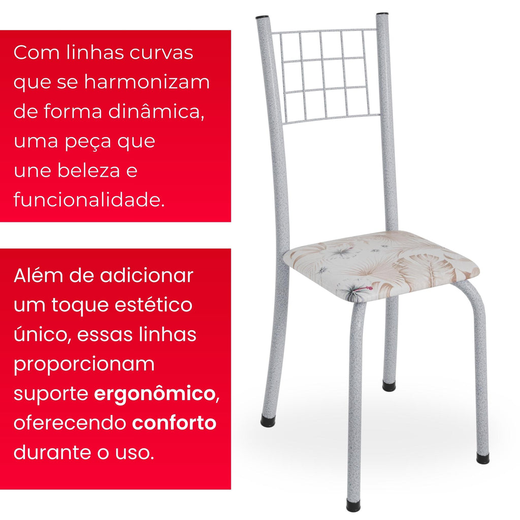 Kit 6 Cadeiras Mel | Aço + Assento Estofado Couríssimo | Até 120kg