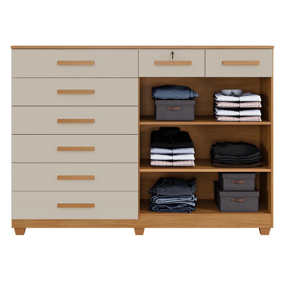Cômoda Triunfo 8 Gavetas e 2 Portas - Cinamomo/Off