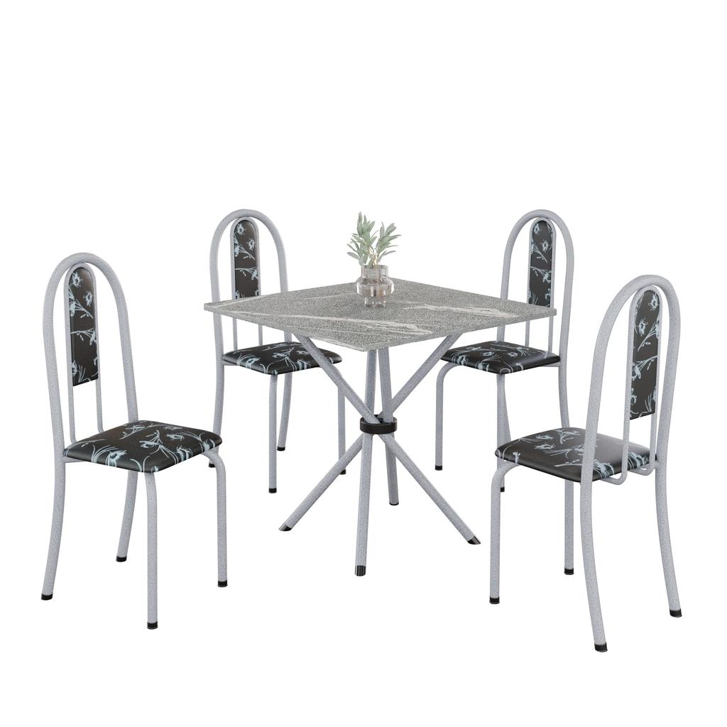 Conjunto de Mesa Isabel 048 com 4 Cadeiras – Tampo Granito Topázio 70x70cm | Mart Pérola