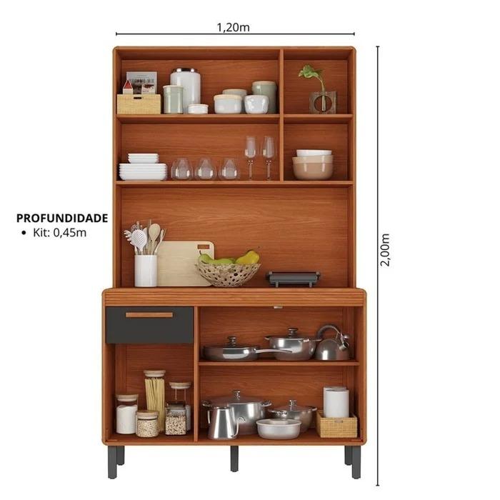 Cozinha Compacta 5 Portas 1 Gaveta 120cm Com Nicho Dunas -  Itatiaia