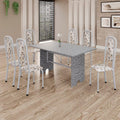 Conjunto de Mesa Letícia 070 com 6 Cadeiras | Tampo Granito Ocre 140x75cm | Mart Pérola