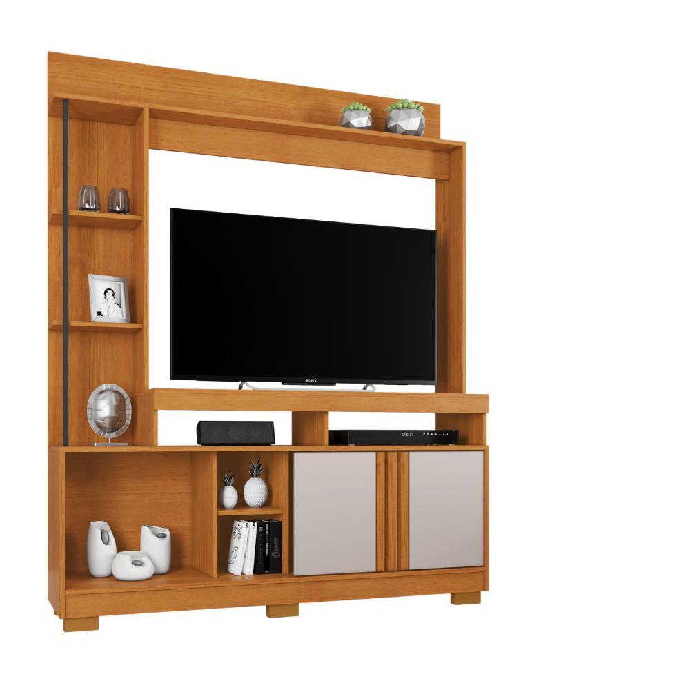 Estante Marbella 187cm Painel para TV até 49" com Porta Ripada e Nichos