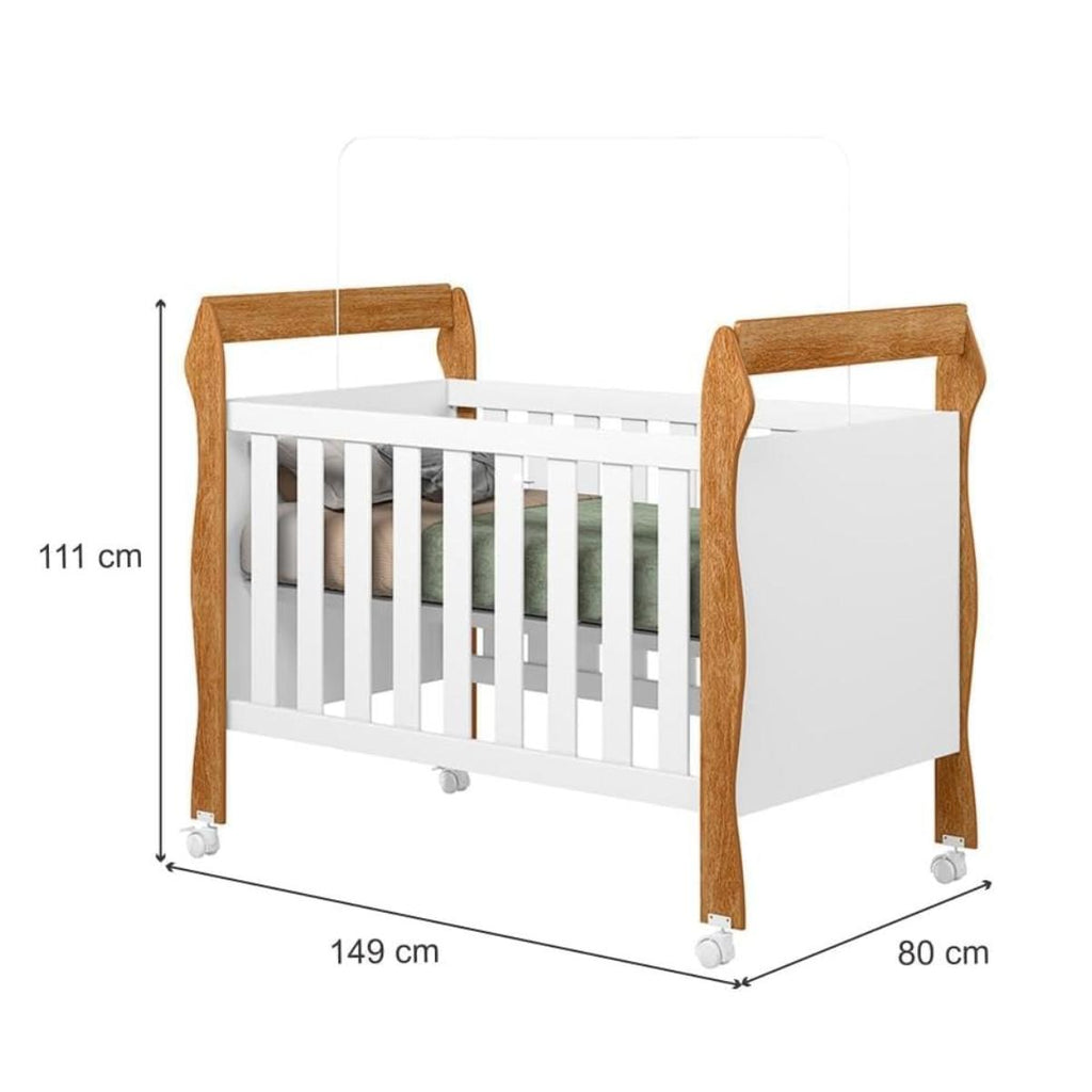 Mini Berço Americano 3 em 1 | Berço, Cama e Sofá | MDF | Branco/Cinamomo