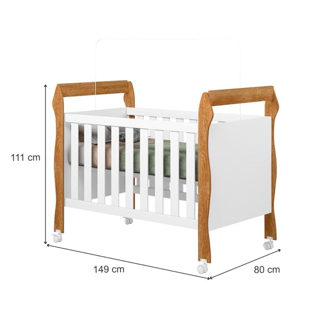 Mini Berço Americano 3 em 1 | Berço, Cama e Sofá | MDF | Branco/Cinamomo