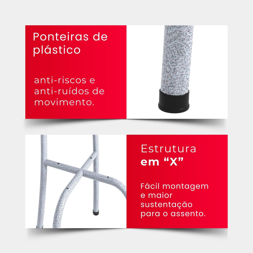 Kit 6 Cadeiras Mel | Aço + Assento Estofado Couríssimo | Até 120kg