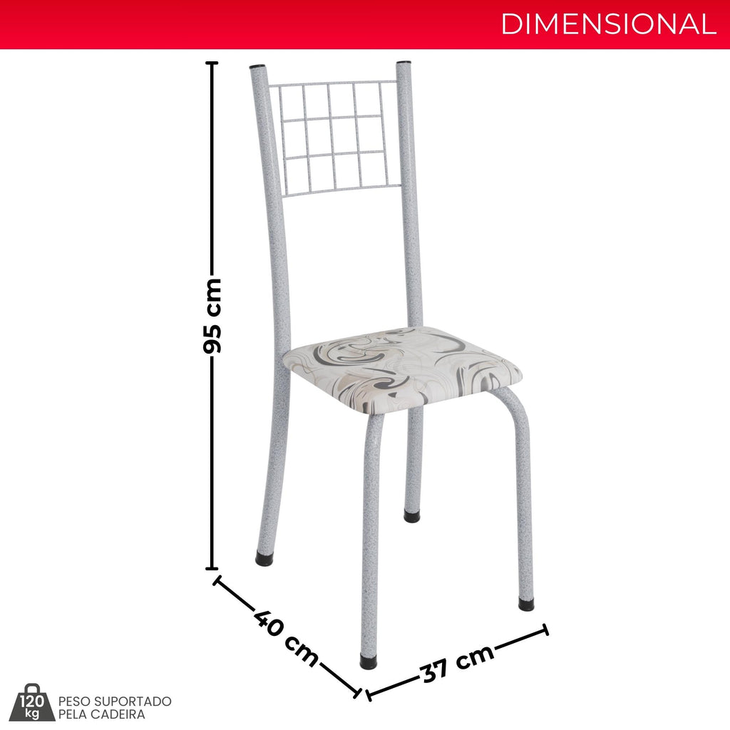 Kit 6 Cadeiras Mel | Aço + Assento Estofado Couríssimo | Até 120kg