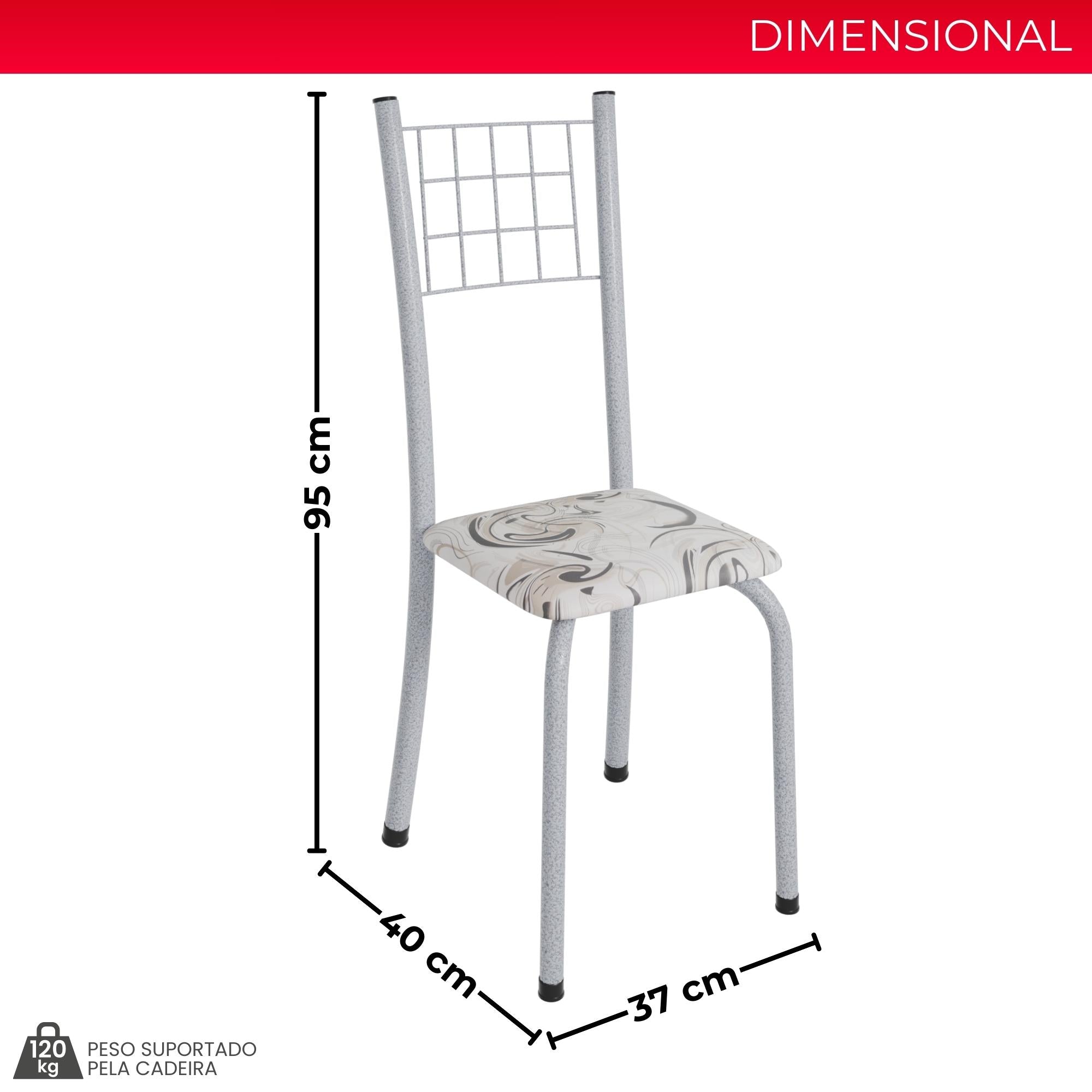 Kit 6 Cadeiras Mel | Aço + Assento Estofado Couríssimo | Até 120kg