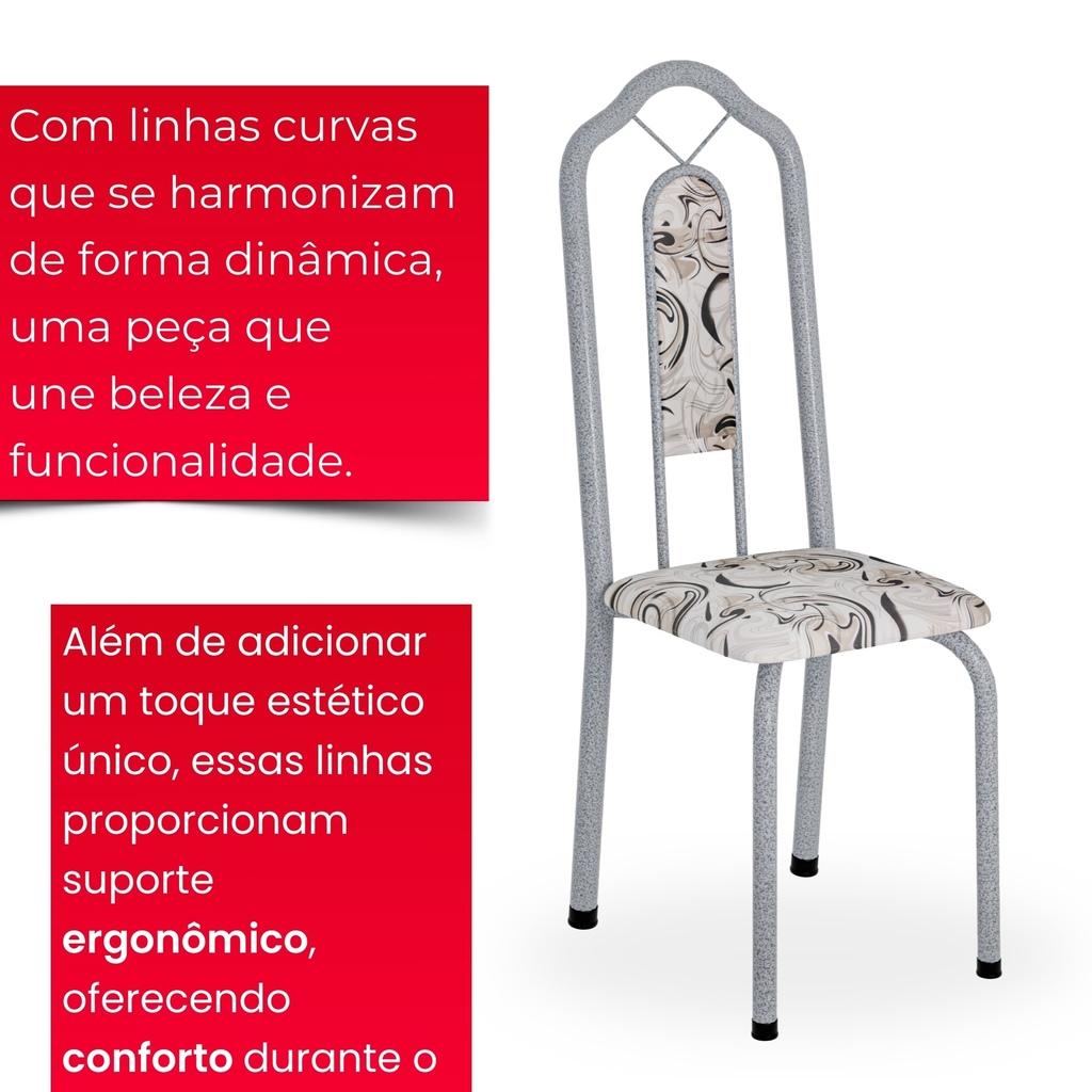 Conjunto de Mesa Tubular Mart Perola 4 Cadeiras 120x75cm – Tampo Granito Topázio | Brenda 010