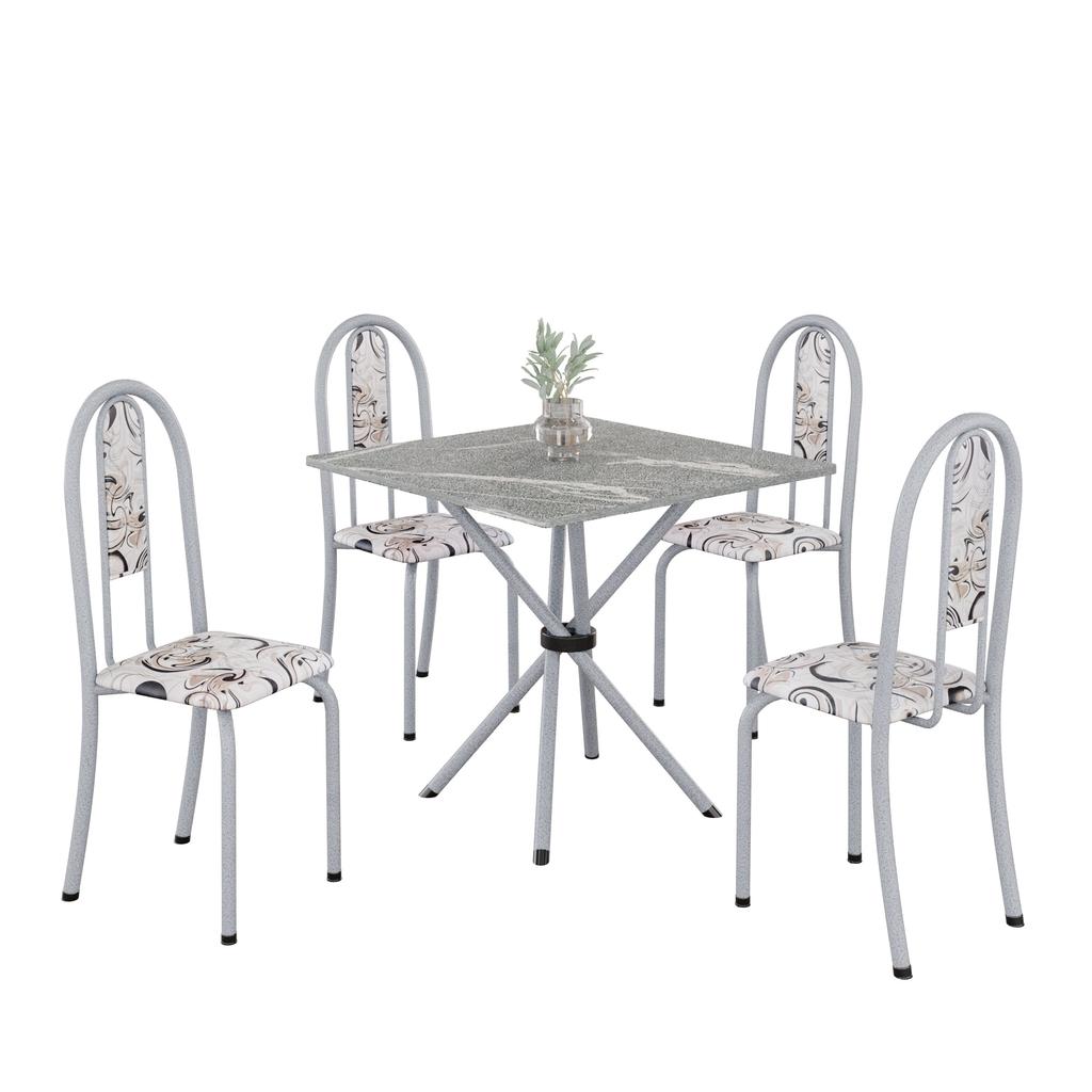 Conjunto de Mesa Isabel 048 com 4 Cadeiras – Tampo Granito Topázio 70x70cm | Mart Pérola