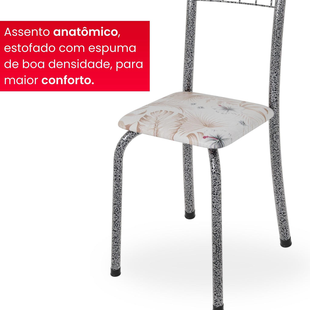 Kit 6 Cadeiras Mel | Aço + Assento Estofado Couríssimo | Até 120kg