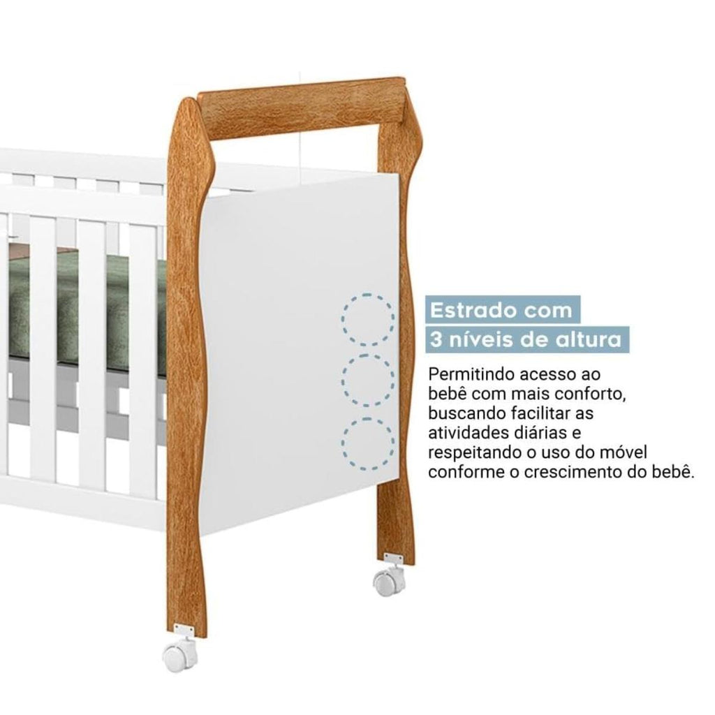 Mini Berço Americano 3 em 1 | Berço, Cama e Sofá | MDF | Branco/Cinamomo