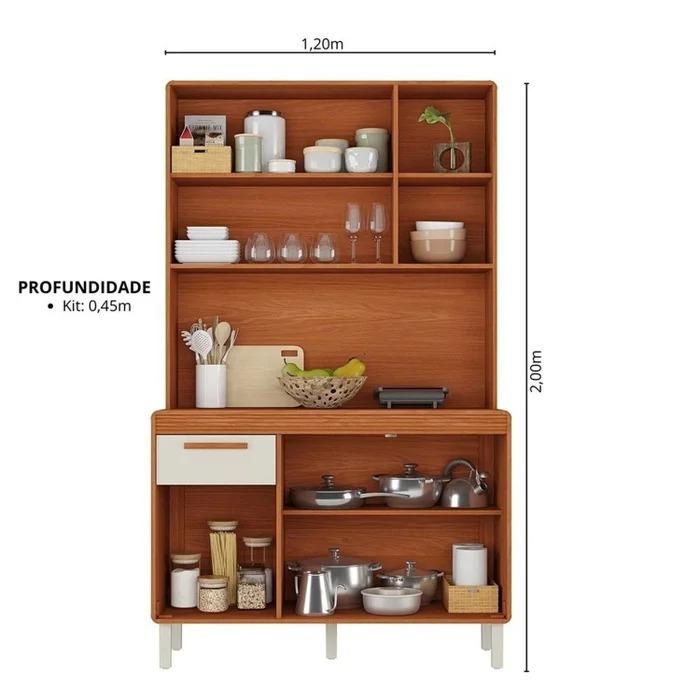 Cozinha Compacta 5 Portas 1 Gaveta 120cm Com Nicho Dunas -  Itatiaia
