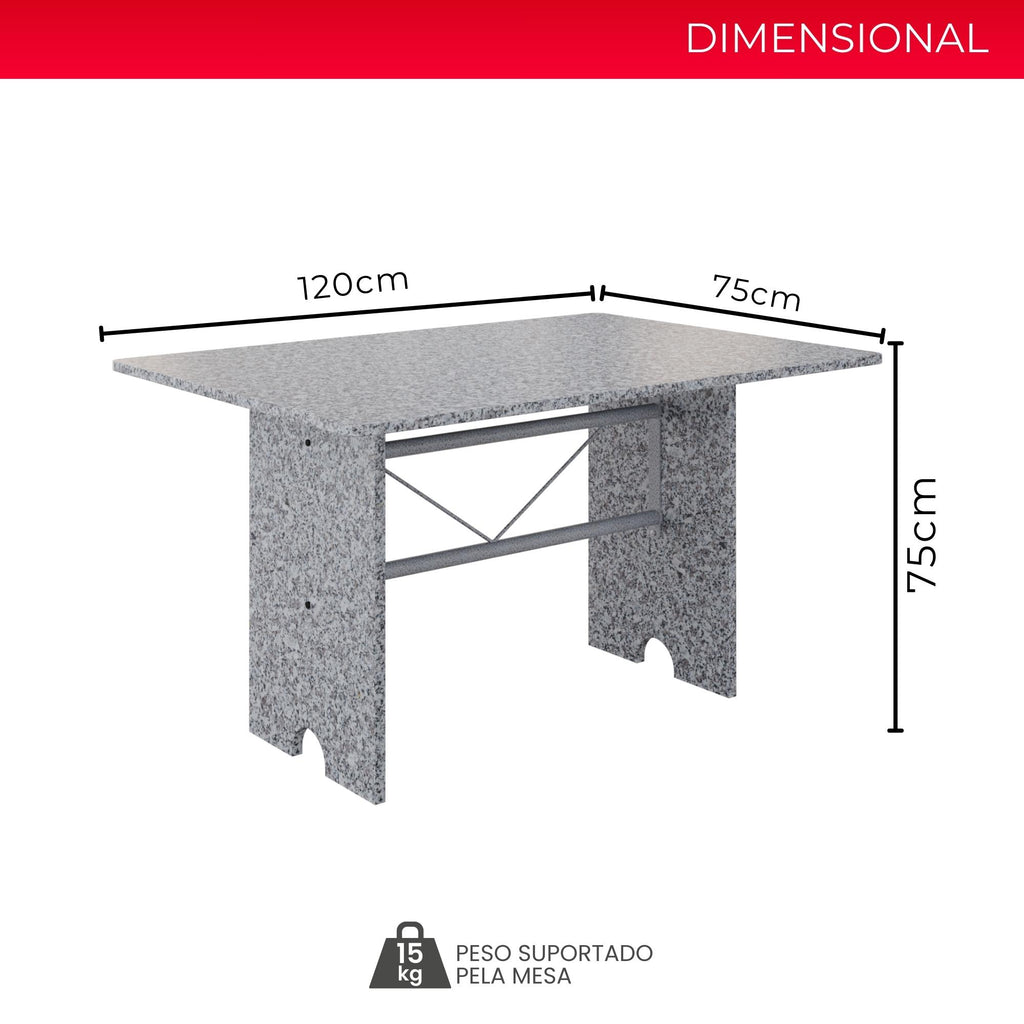 Mesa Letícia 070 – Tampo Granito Ocre 120x75cm