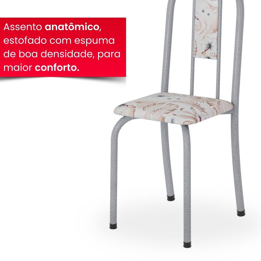 Conjunto de Mesa Tubular Mart Perola 4 Cadeiras 70x70cm – Tampo Granito Topázio | Isabel 030