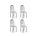 Kit 4 Cadeiras Isabel Prata Botanic Bege | Aço | Estofadas