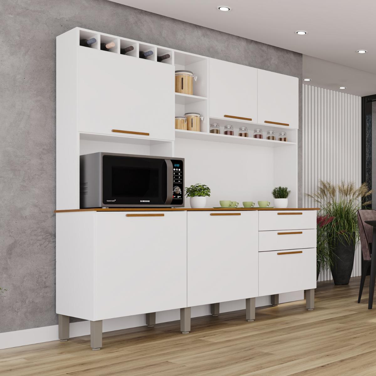 Armário de Cozinha Florença 6 Portas e 2 Gavetas