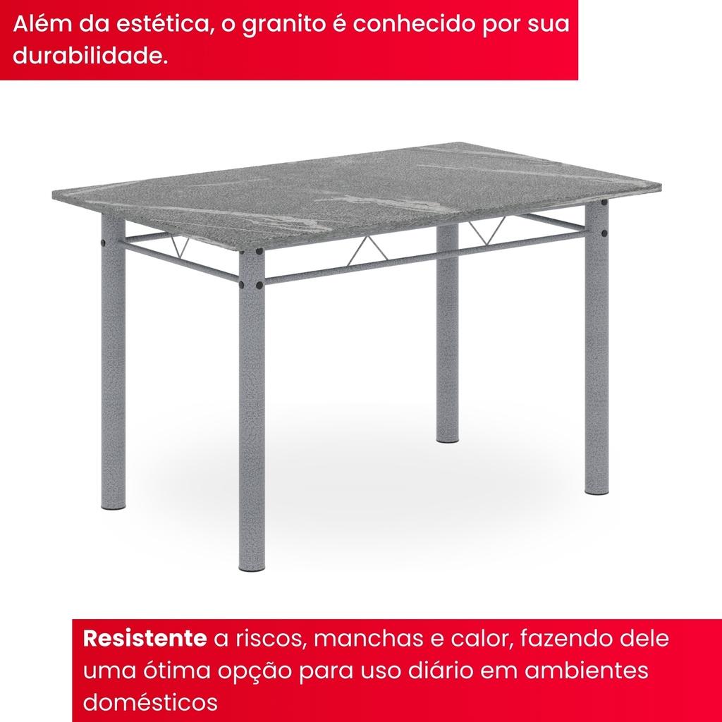 Conjunto de Mesa com 6 Cadeiras Brenda 010 | Tampo Granito Topázio 140x75cm | Mart Pérola
