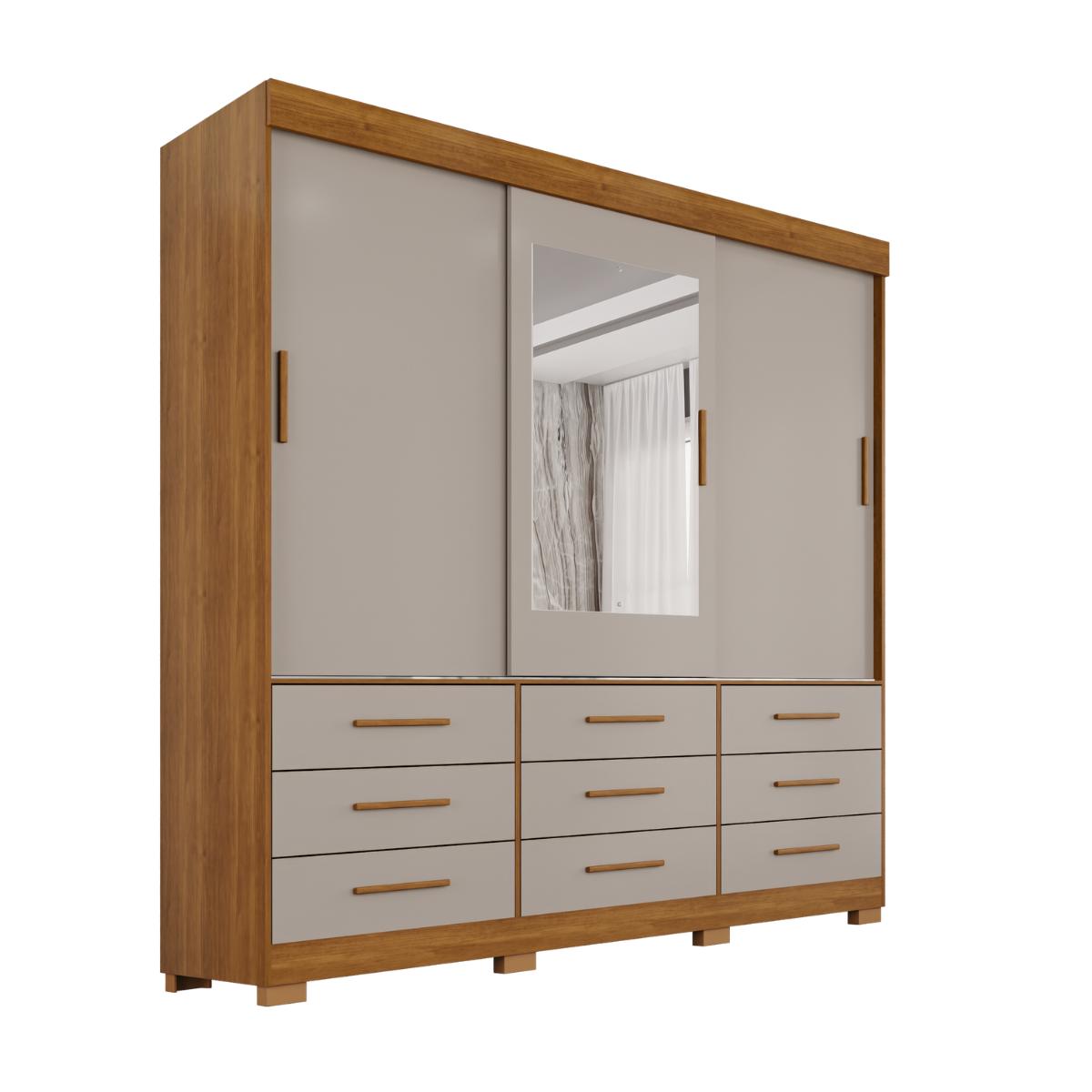 Guarda-Roupa Casal Montreal 3 Portas 9 Gavetas com Espelho