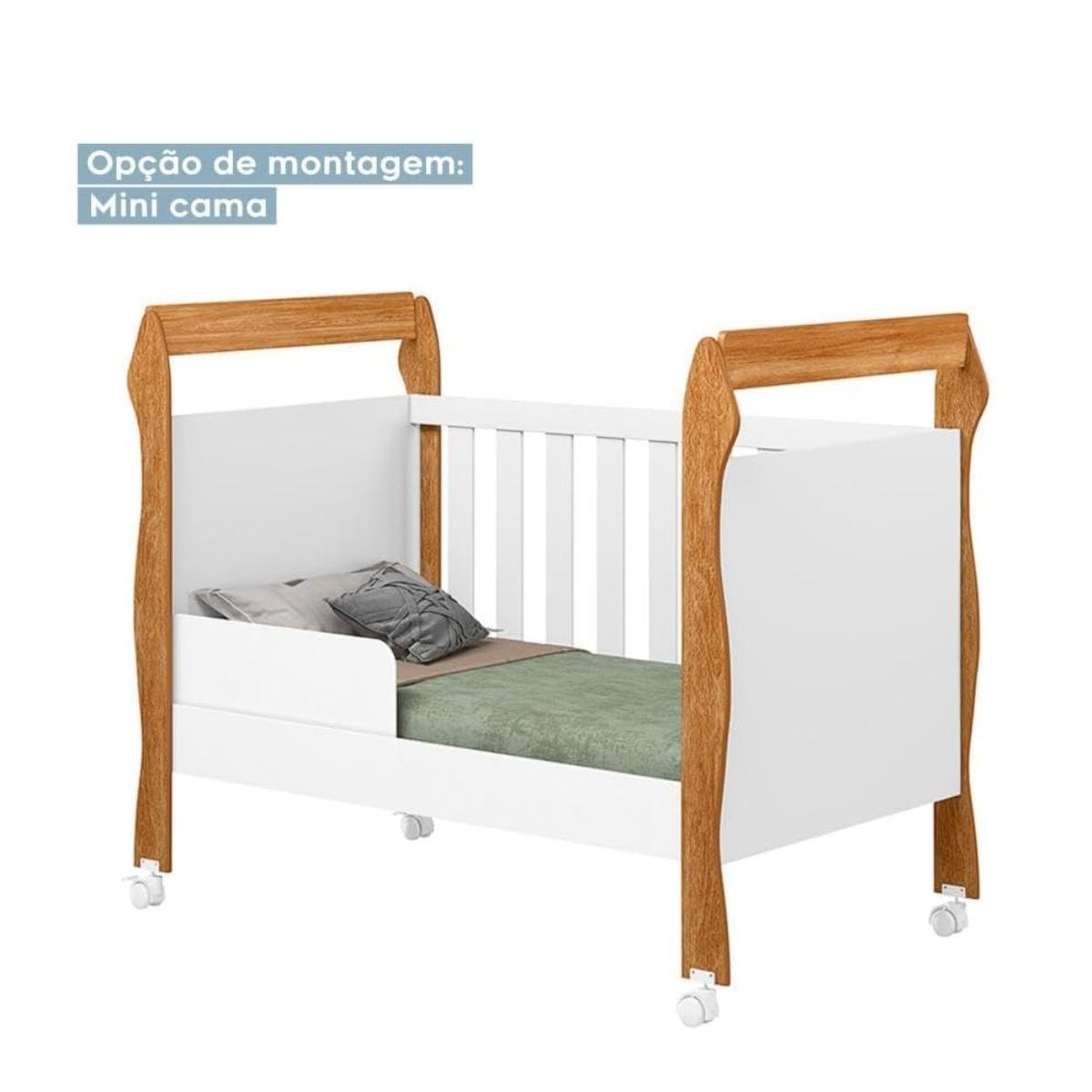 Mini Berço Americano 3 em 1 | Berço, Cama e Sofá | MDF | Branco/Cinamomo