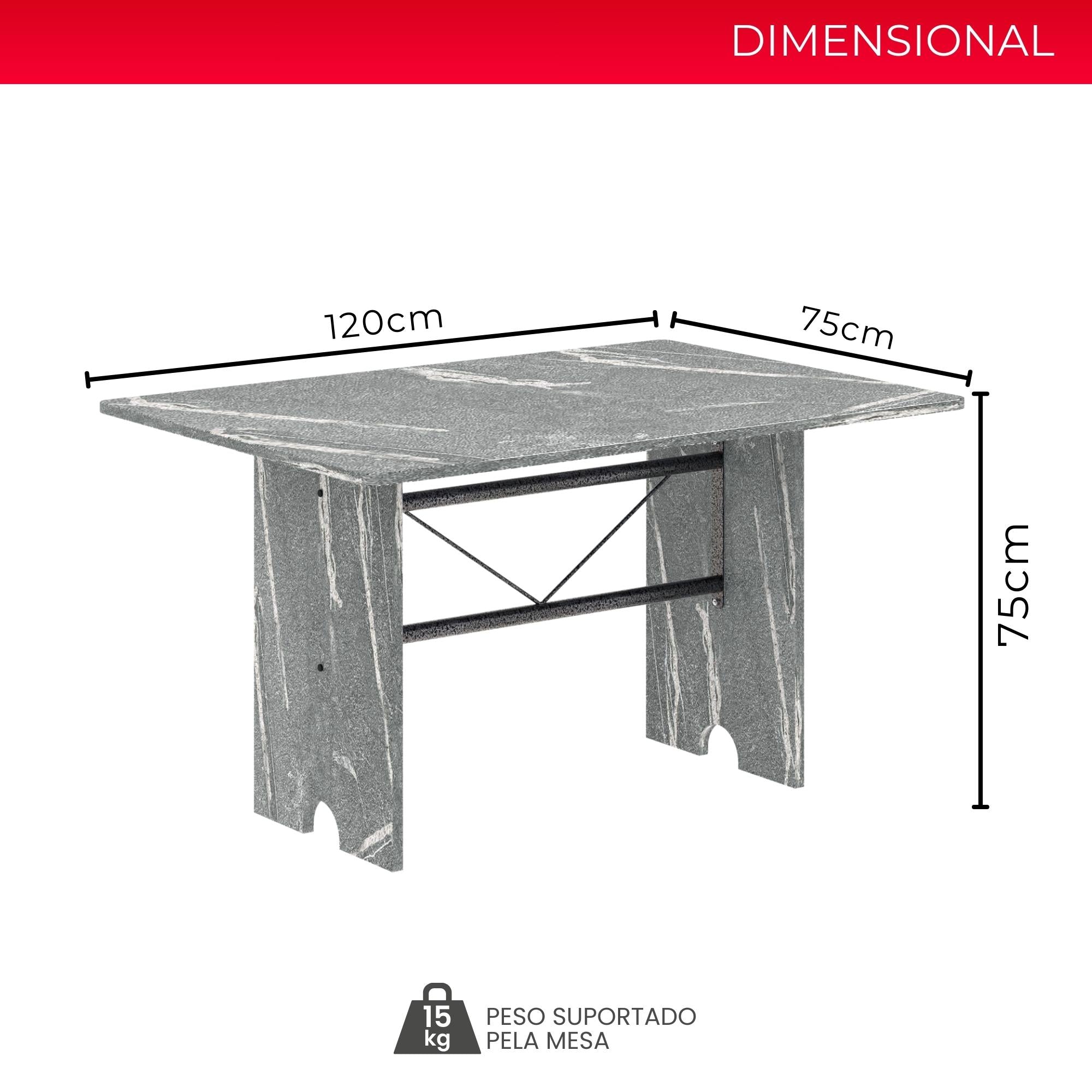 Mesa Letícia 070 – Tampo Granito Topázio 120x75cm