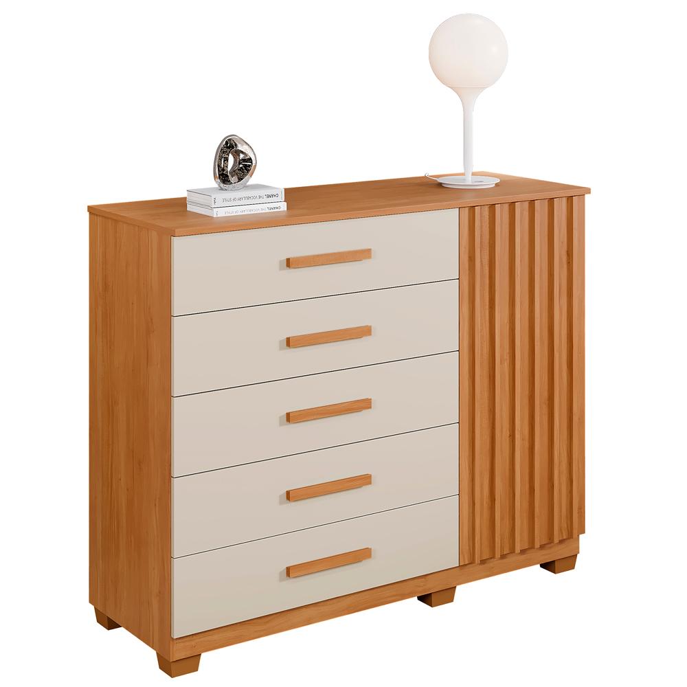 Cômoda Tóquio 5 Gavetas e 1 Porta Ripada - Cin/Off