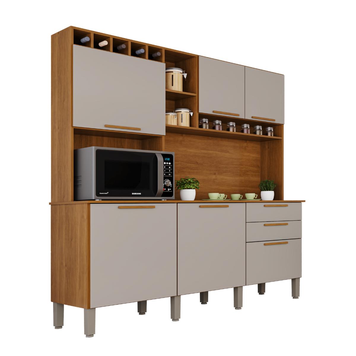 Armário de Cozinha Florença 6 Portas e 2 Gavetas