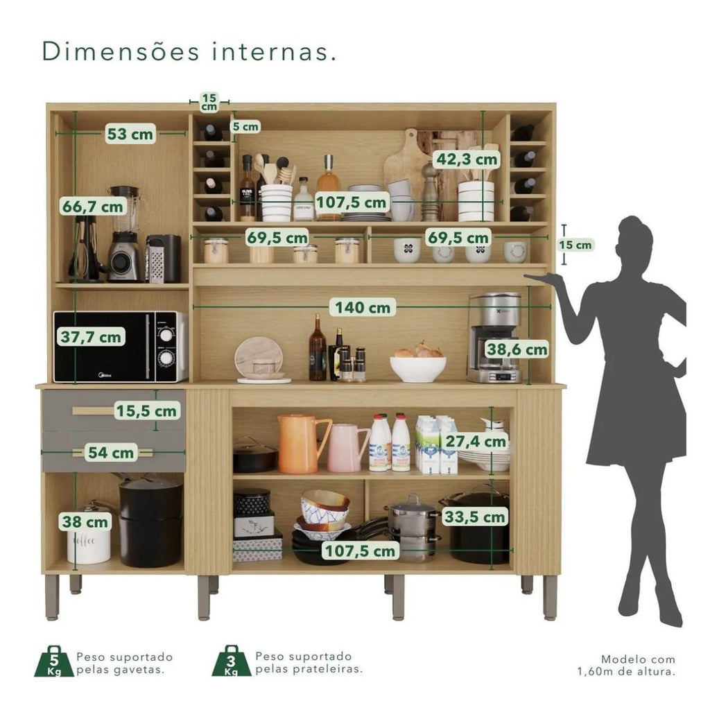 Armário Madeira Kit Palazzo MDP 2,00m